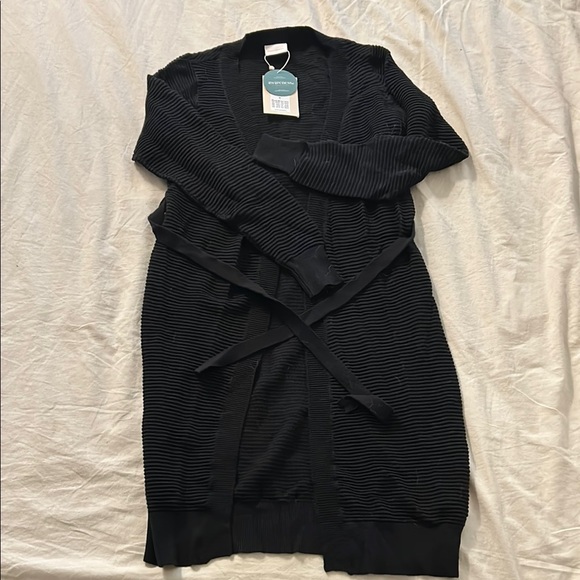 Mama Licious Sweaters - Mama Licious Black Ribbed Long Cardigan